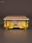 Cute Pink Meenakari Manai with Peacock Embossed Legs 1