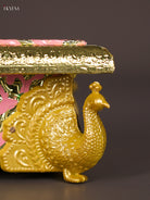 Cute Pink Meenakari Manai with Peacock Embossed Legs 2