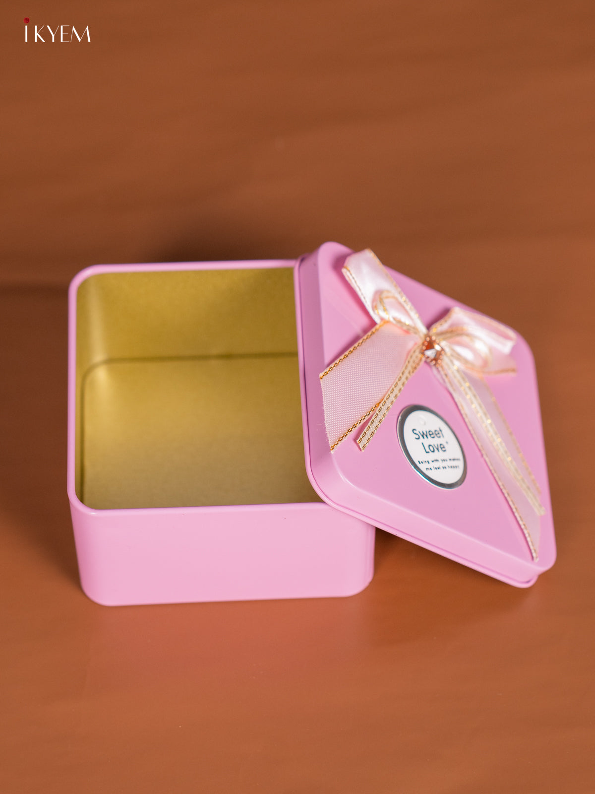 Cute Square Baby Pink Tin Box for Festive Storage 