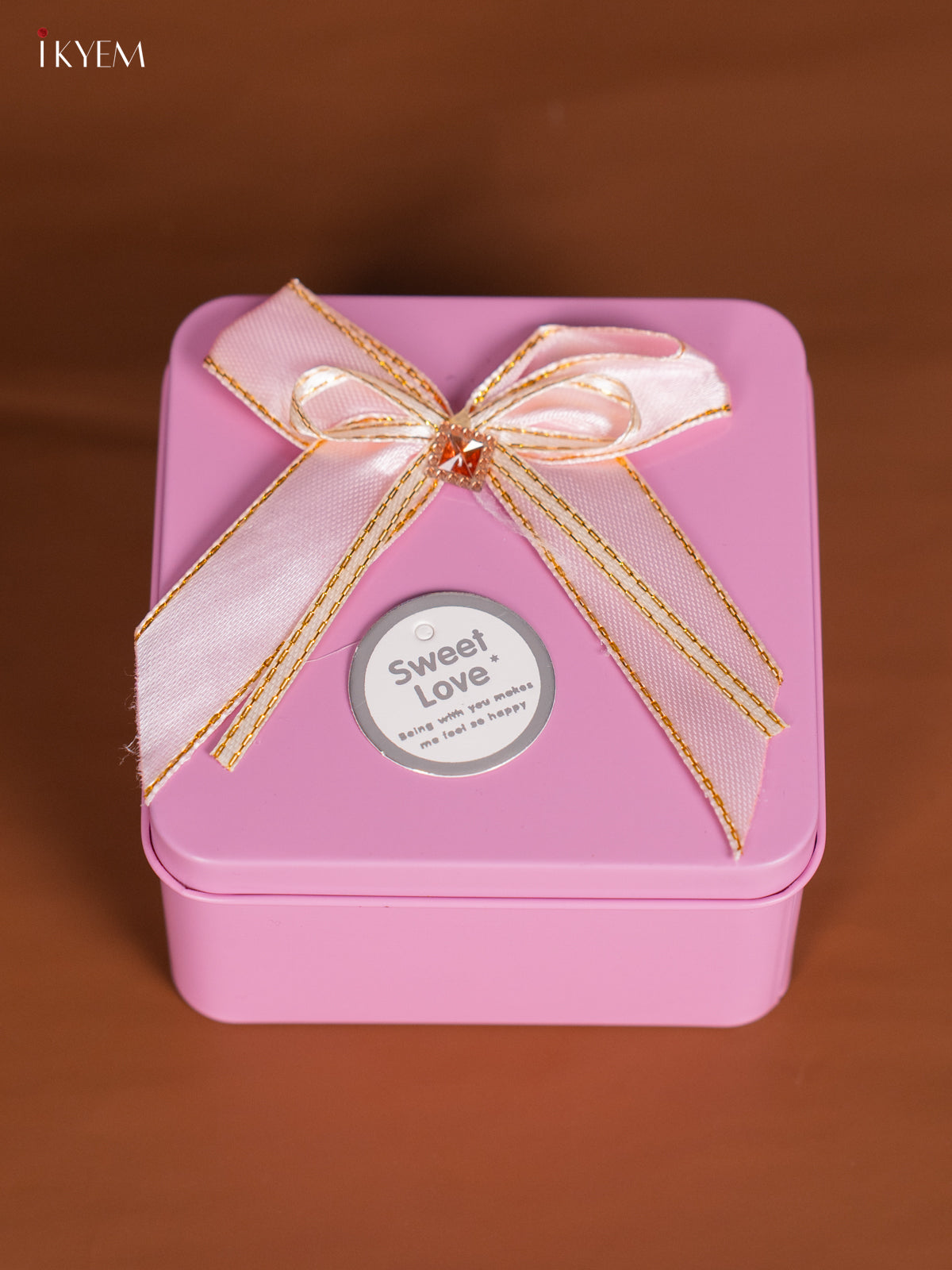 Cute Square Baby Pink Tin Box for Festive Storage - 3.5 Inch