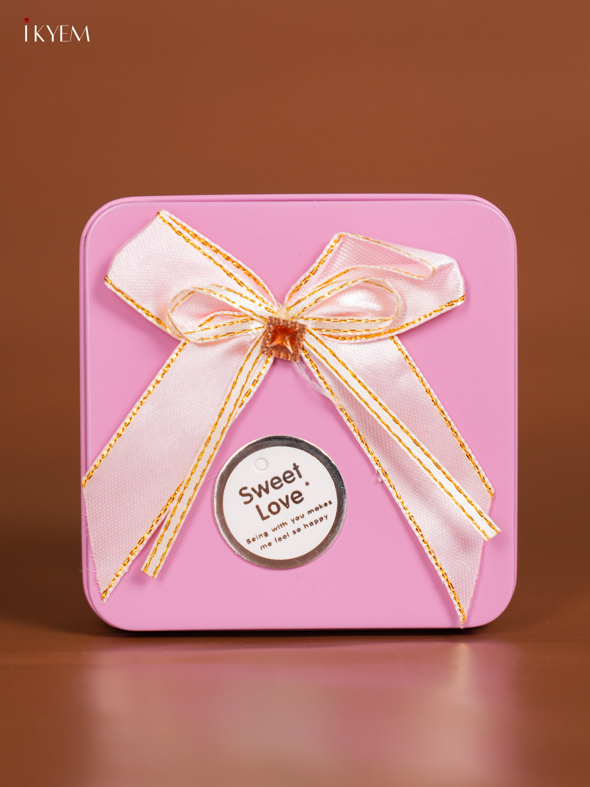 Cute Square Baby Pink Tin Box for Festive Storage 1