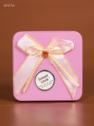Cute Square Baby Pink Tin Box for Festive Storage 1