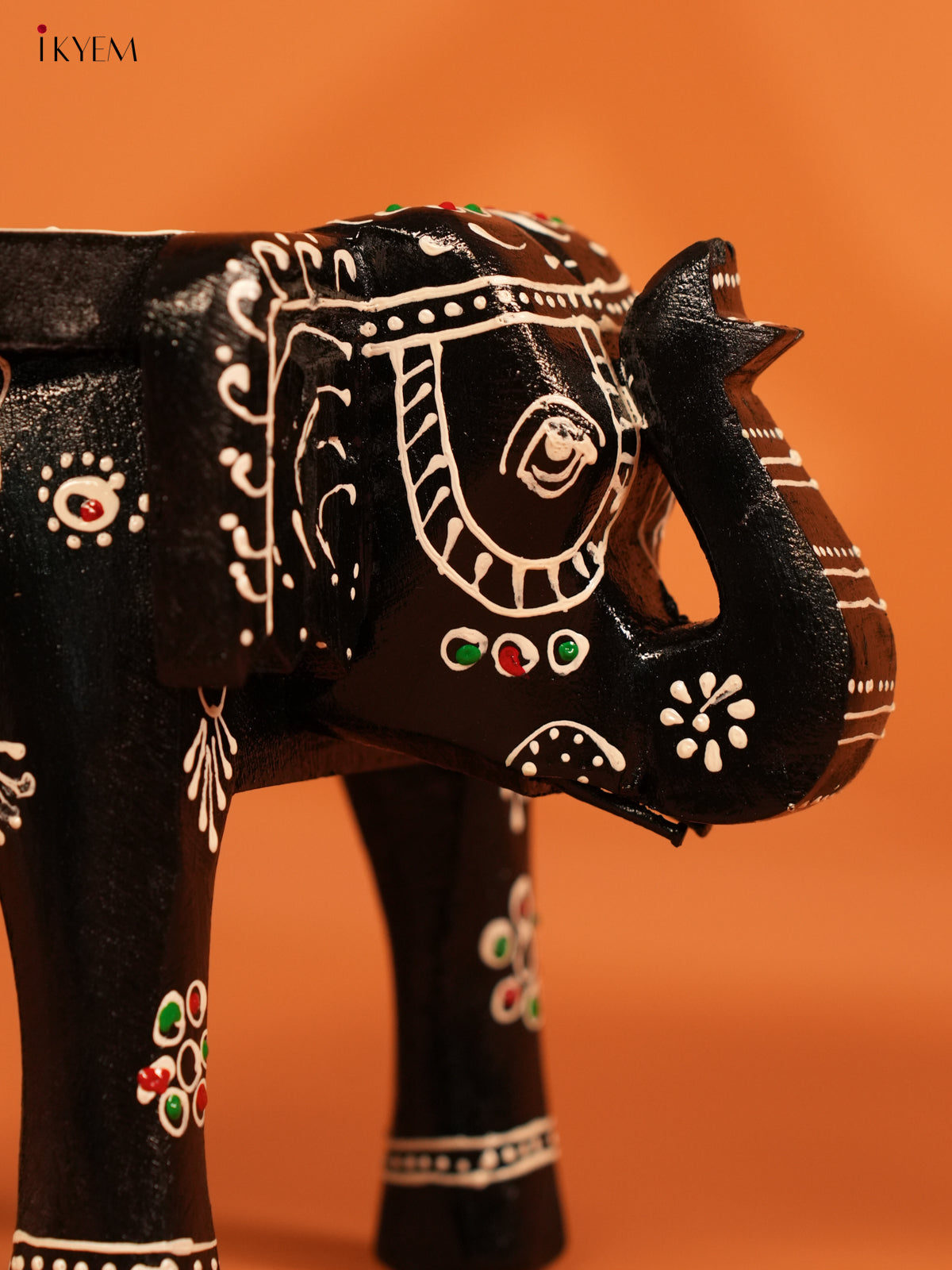 Hand painted Wooden Elephant Stool - 6inch - KL30112