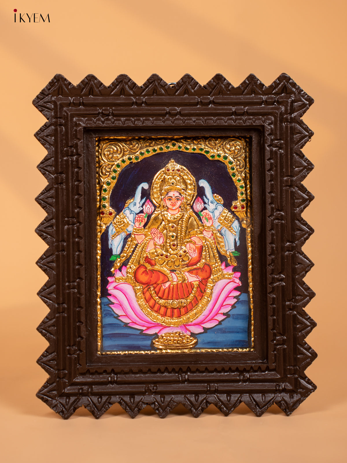 Gaja Lakshmi - Tanjore Painting (11x9) -KD17155