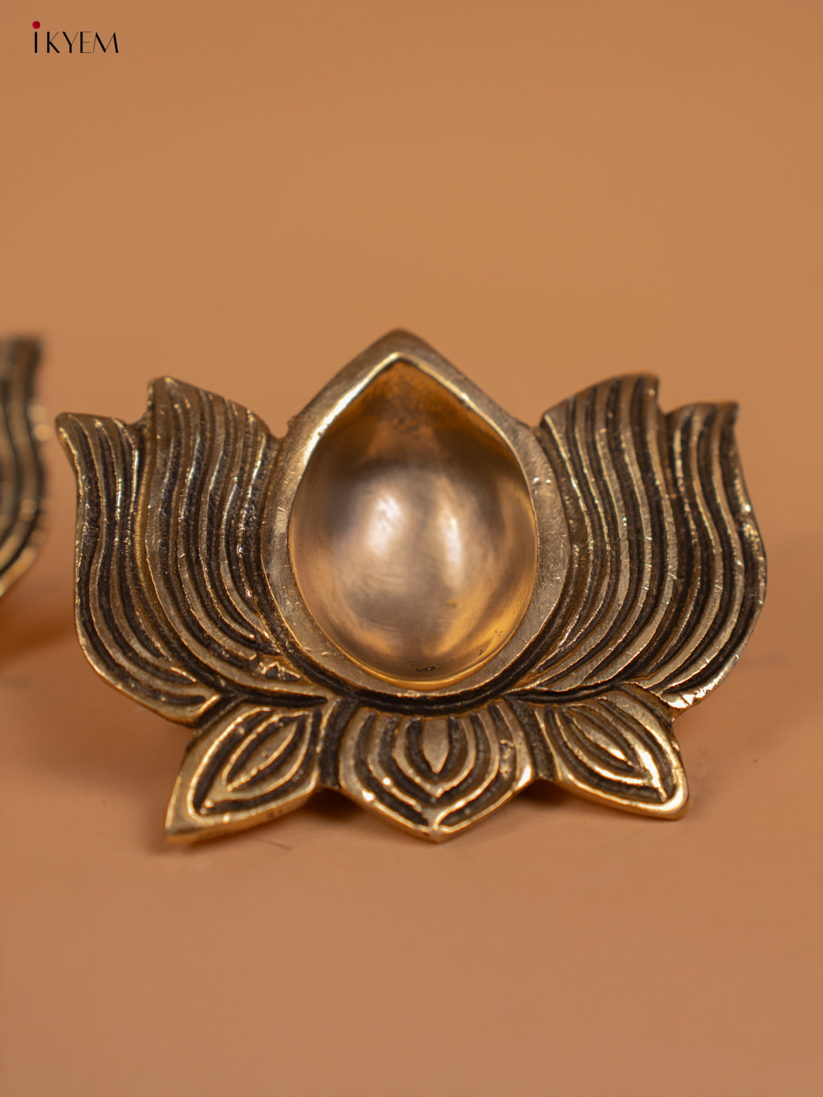 Brass Lotus Diya (3×3) Inch- Antique (set of 2) - KB12116