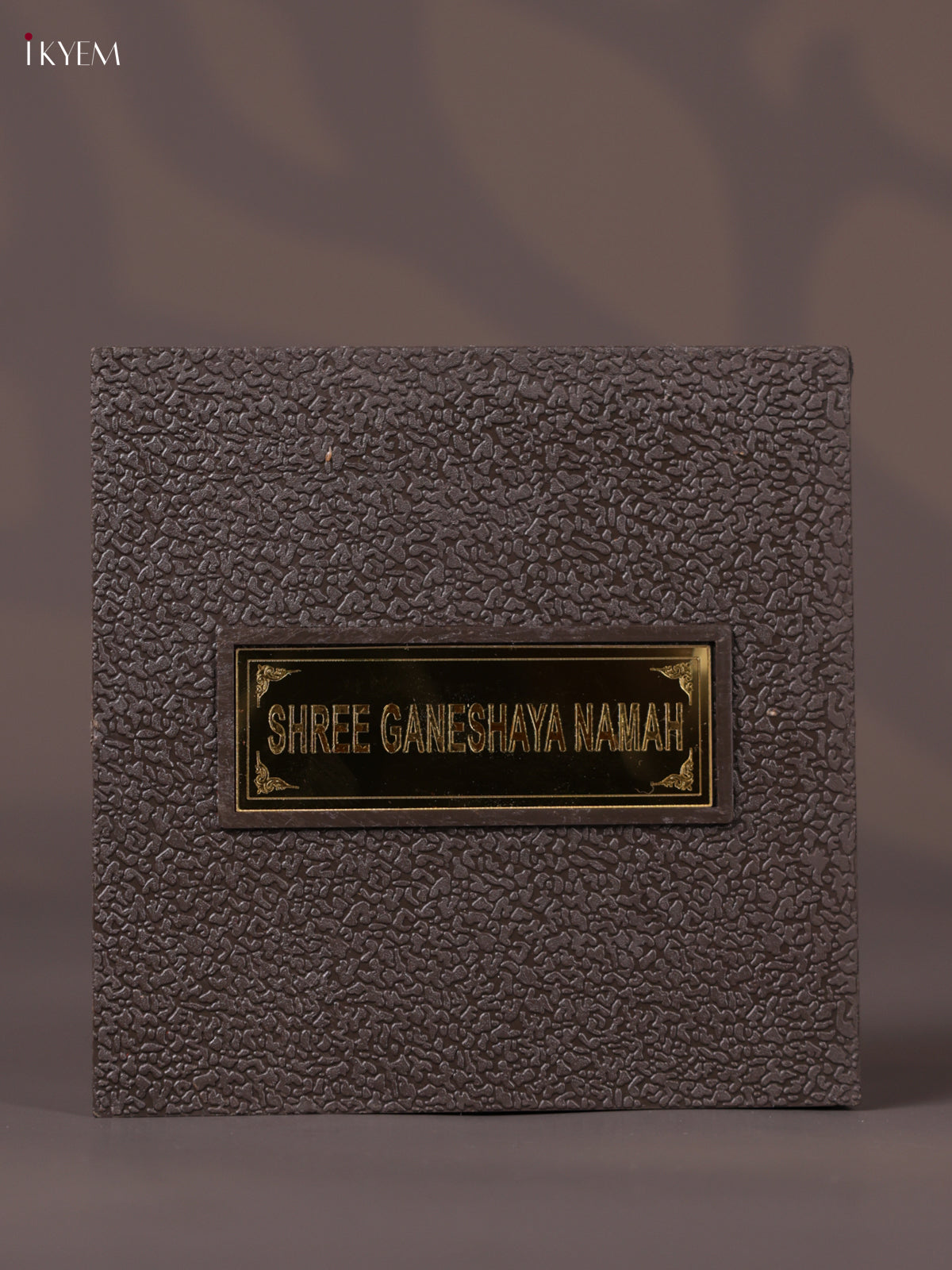 Dark Color Paduka Box With Lord Ganesha's Picture & Footprint