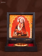 Dark Color Paduka Box With Shankaracharya's Picture & Footprints