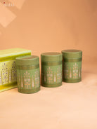 Digital Printed Green Dry Fruit Gift Hamper Box with 3 Small glass Jars 2