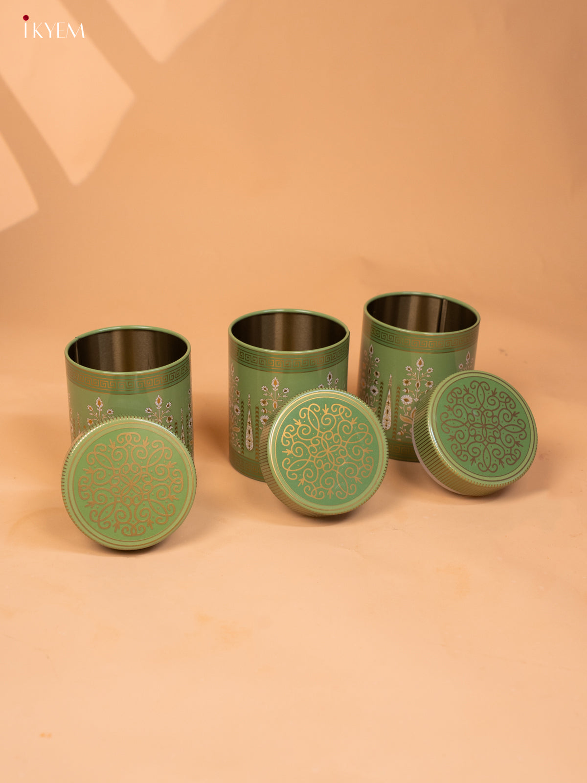 Digital Printed Green Dry Fruit Gift Hamper Box with 3 Small glass Jars 3