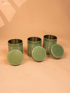 Digital Printed Green Dry Fruit Gift Hamper Box with 3 Small glass Jars 3