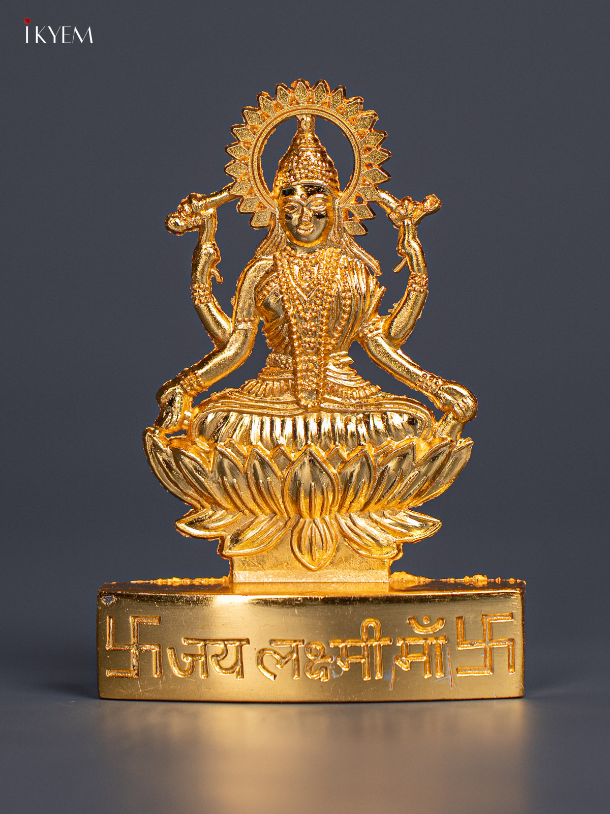 Divine 4 Inch Gold Plated Goddess Lakshmi Idol 