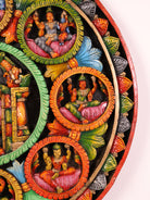 Divine Ashtalakshmi & Vishnu Wooden Hand Carved Wall Hanging 1