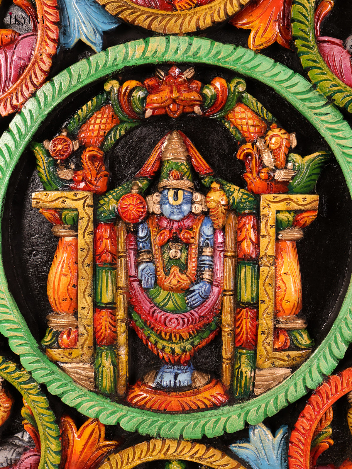 Divine Ashtalakshmi & Vishnu Wooden Hand Carved Wall Hanging 2
