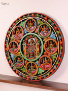Divine Ashtalakshmi & Vishnu Wooden Hand Carved Wall Hanging 4