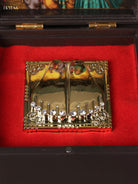 Divine Dark Color Paduka Box With Radha & Krishna's Picture & Footprints 2