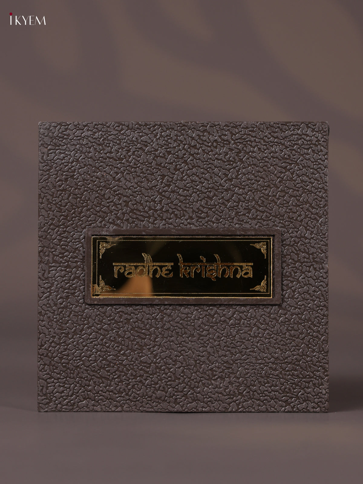 Divine Dark Color Paduka Box With Radha & Krishna's Picture & Footprints 3