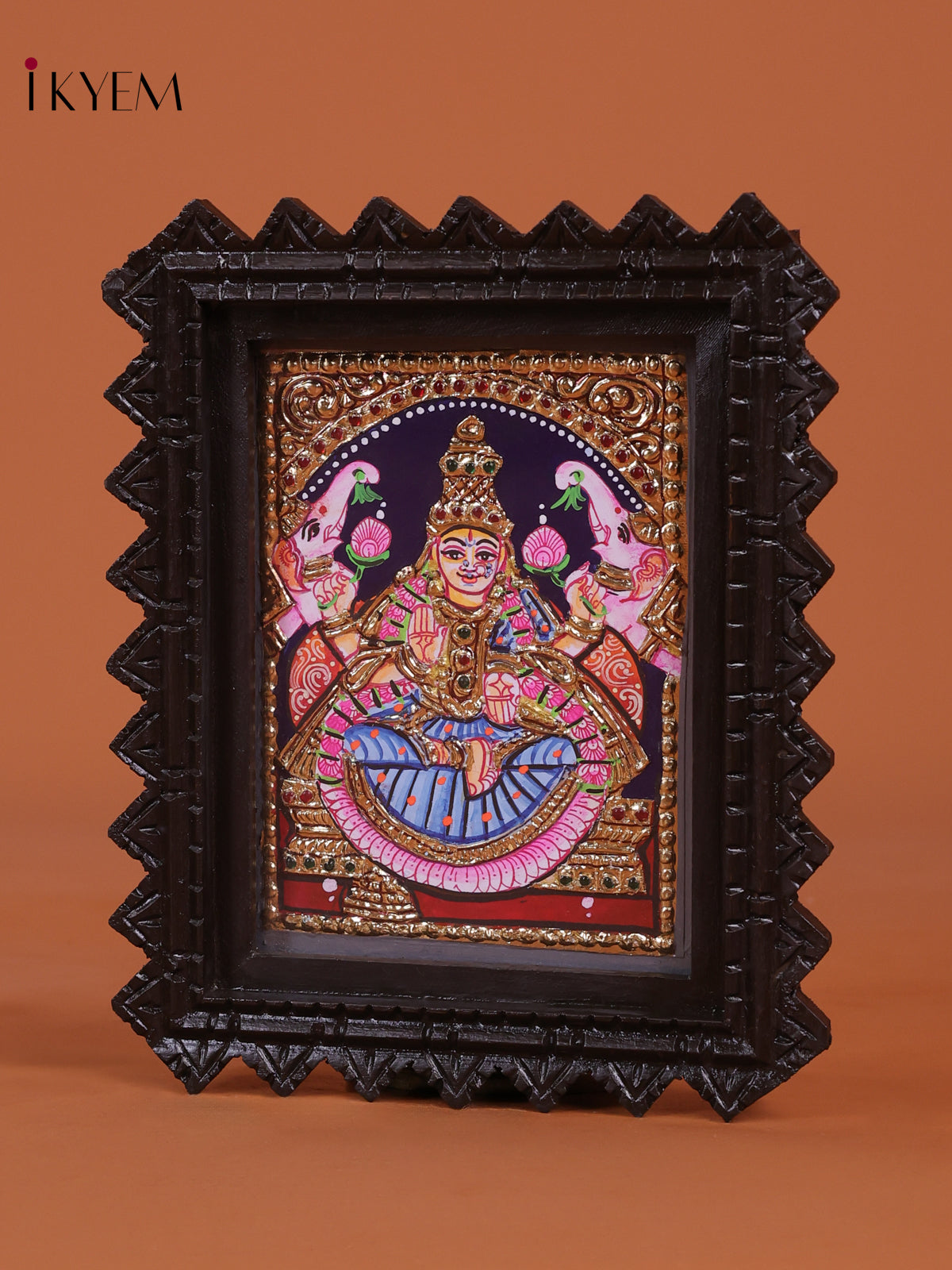 Divine Gajalakshmi Thanjavur Painting In Chettinad Frame 2