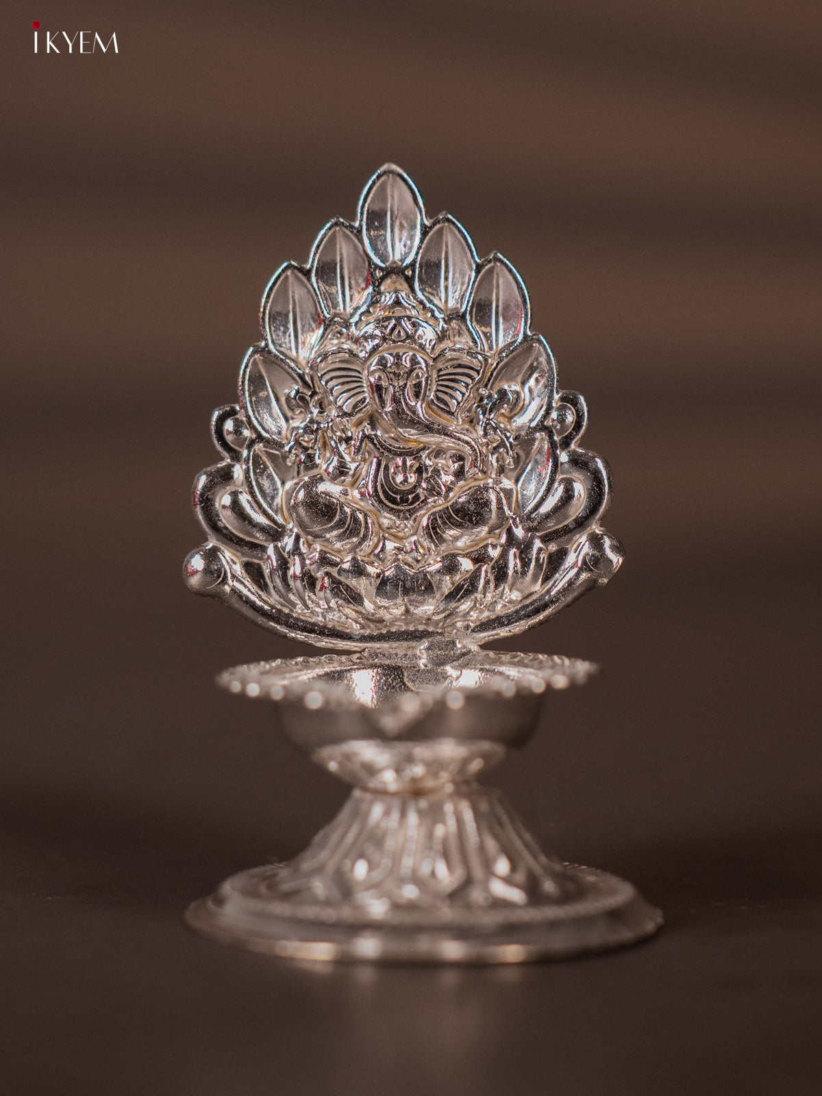 Divine German Silver Ganesha Printed Small Vilakku