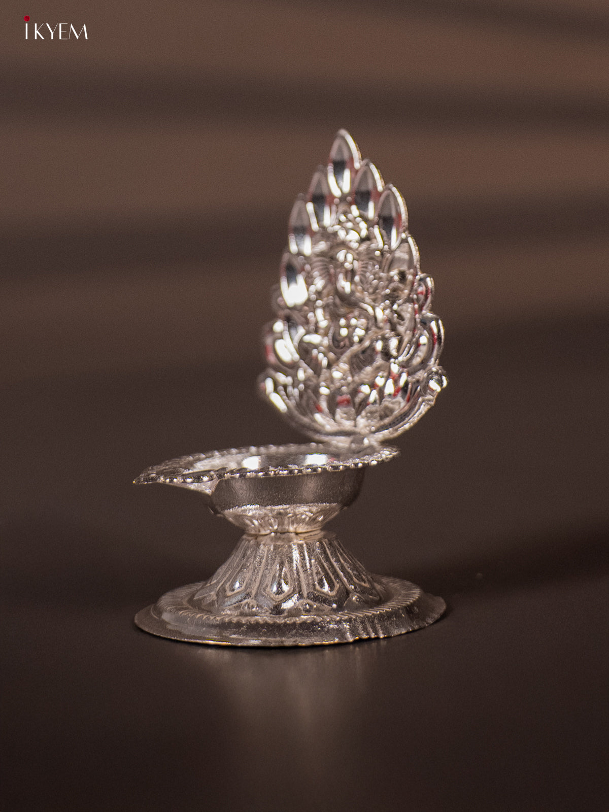 Divine German Silver Ganesha Printed Small Vilakku 3