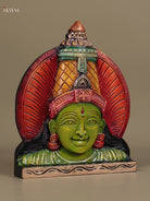 Divine Hand Carved Goddess Lakshmi Face Wooden Panel 1