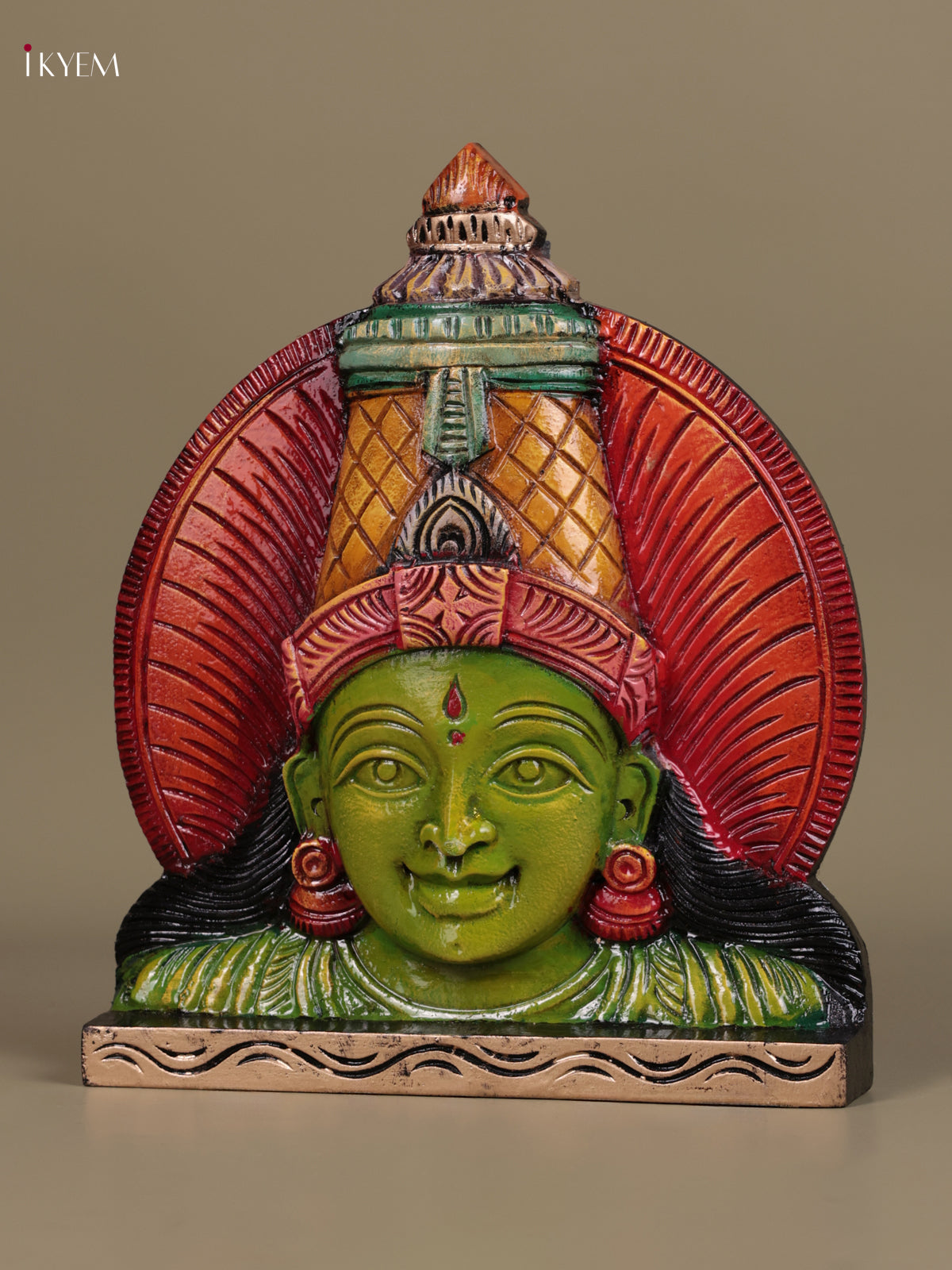 Divine Hand Carved Goddess Lakshmi Face Wooden Panel 2
