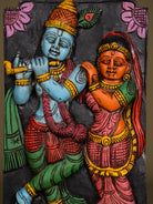 Divine Hand Painted Wooden Radha Krishna Wall Hanging 2