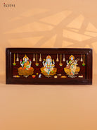 Divine Lakshmi Ganesha & Saraswathi Mysore Rosewood Inlay 3D Panel 