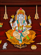Divine Lakshmi Ganesha & Saraswathi Mysore Rosewood Inlay 3D Panel 1