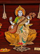 Divine Lakshmi Ganesha & Saraswathi Mysore Rosewood Inlay 3D Panel 2