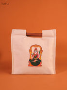 Elegant Beige Kamakshi Amman Printed Cotton Kattapai 