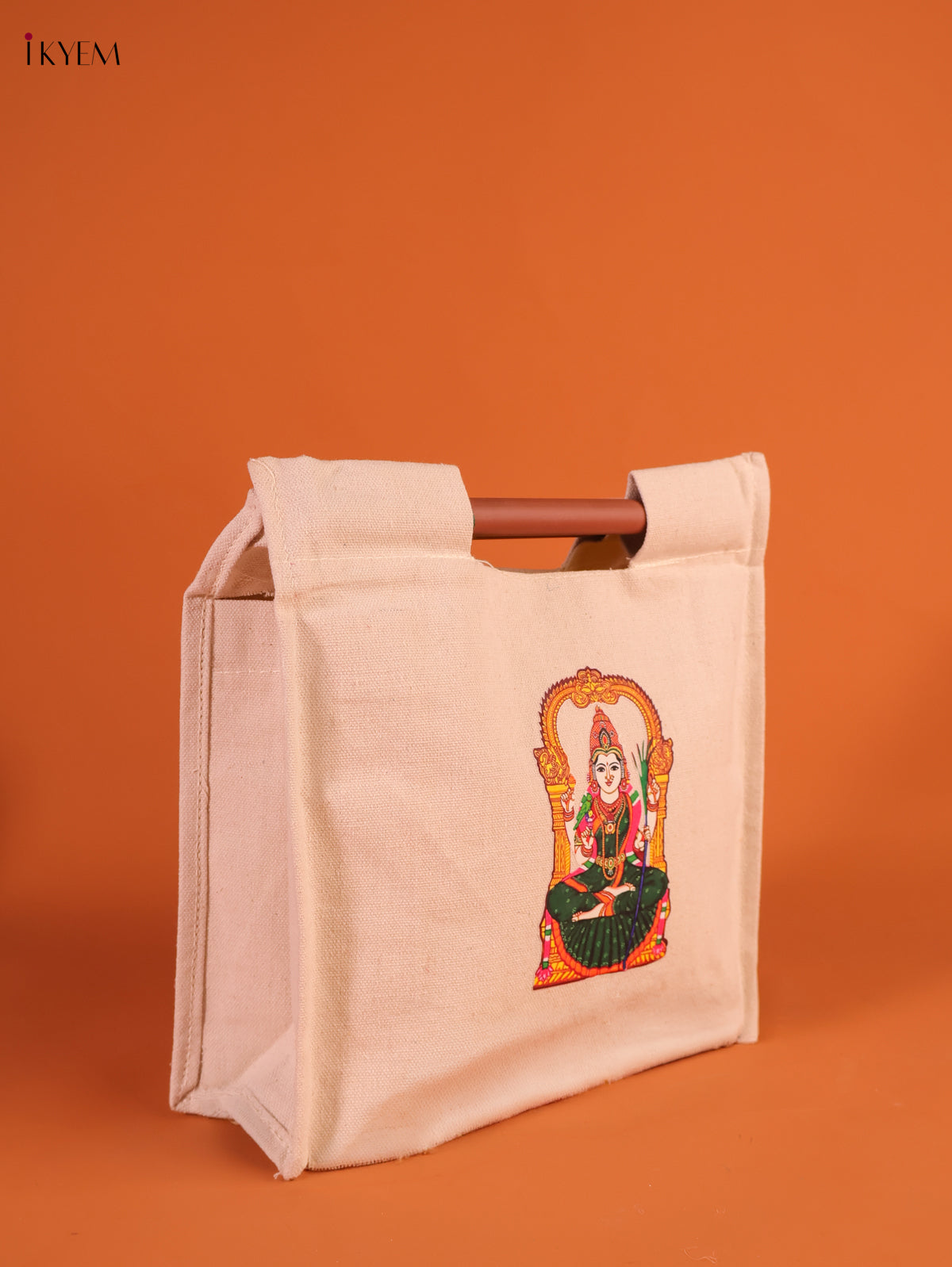 Elegant Beige Kamakshi Amman Printed Cotton Kattapai 1