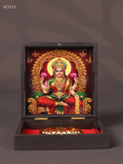 Elegant Dark Color Paduka Box With Goddess Lakshmi Picture & Footprints