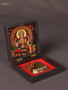 Elegant Dark Color Paduka Box With Goddess Lakshmi Picture & Footprints 1