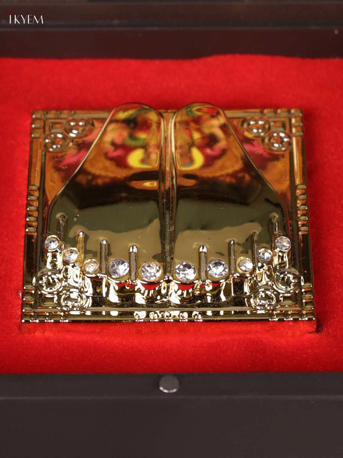 Elegant Dark Color Paduka Box With Goddess Lakshmi Picture & Footprints 2