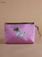 Elegant Digital Krishna Flute Printed Lilac Purse with Zipper 