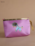 Elegant Digital Krishna Flute Printed Lilac Purse with Zipper 1