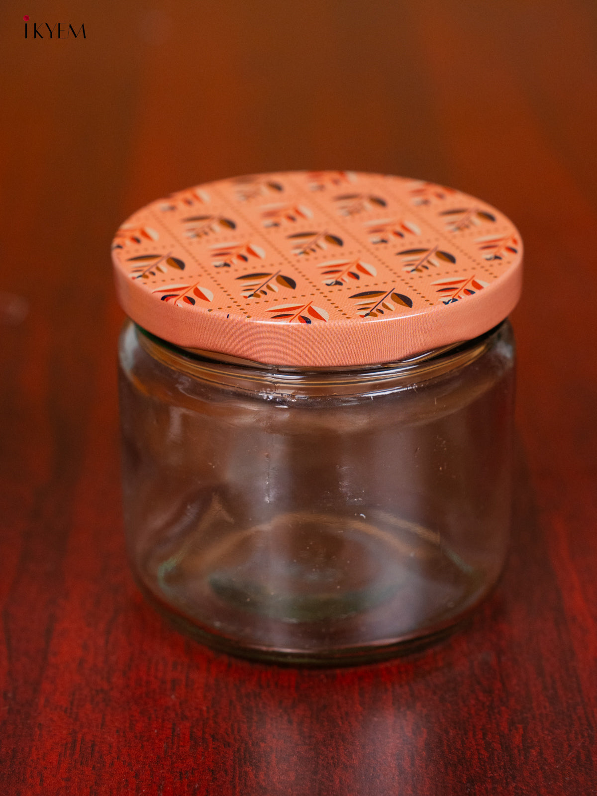 Elegant Glass Storage Jars With Chic Peach Digital Printed Lid 