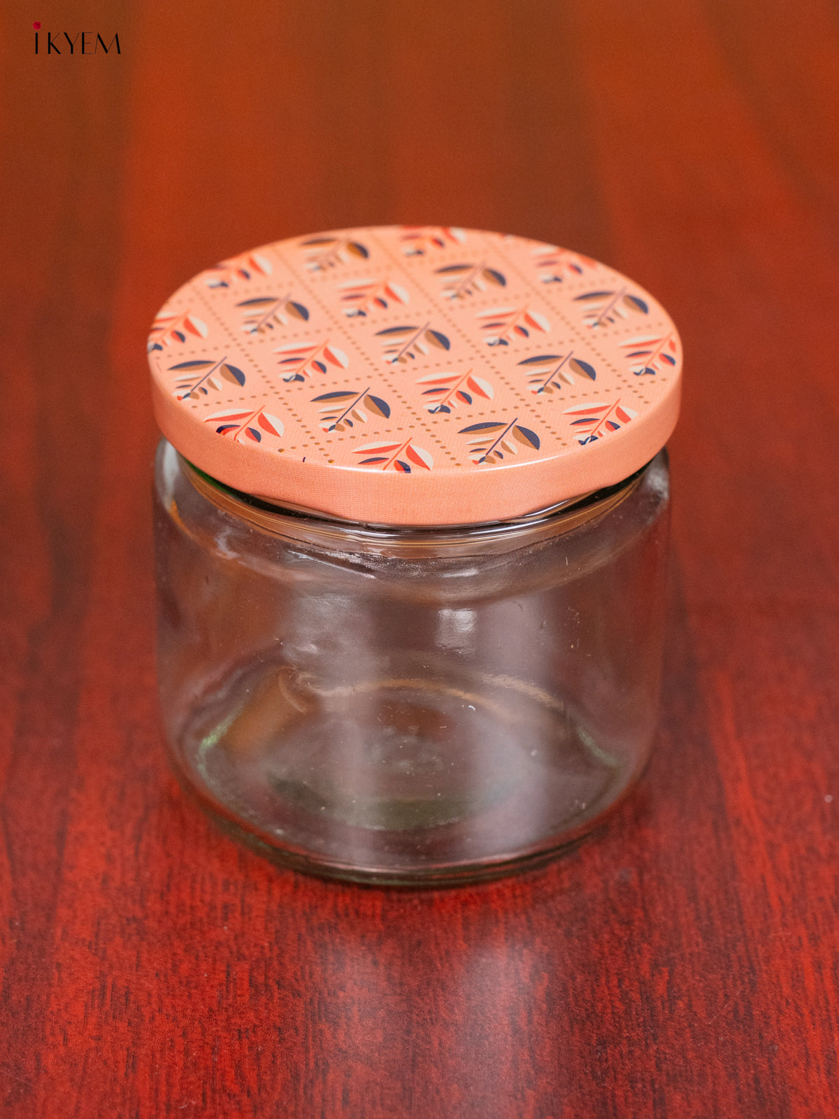 Elegant Glass Storage Jars With Chic Peach Digital Printed Lid 1