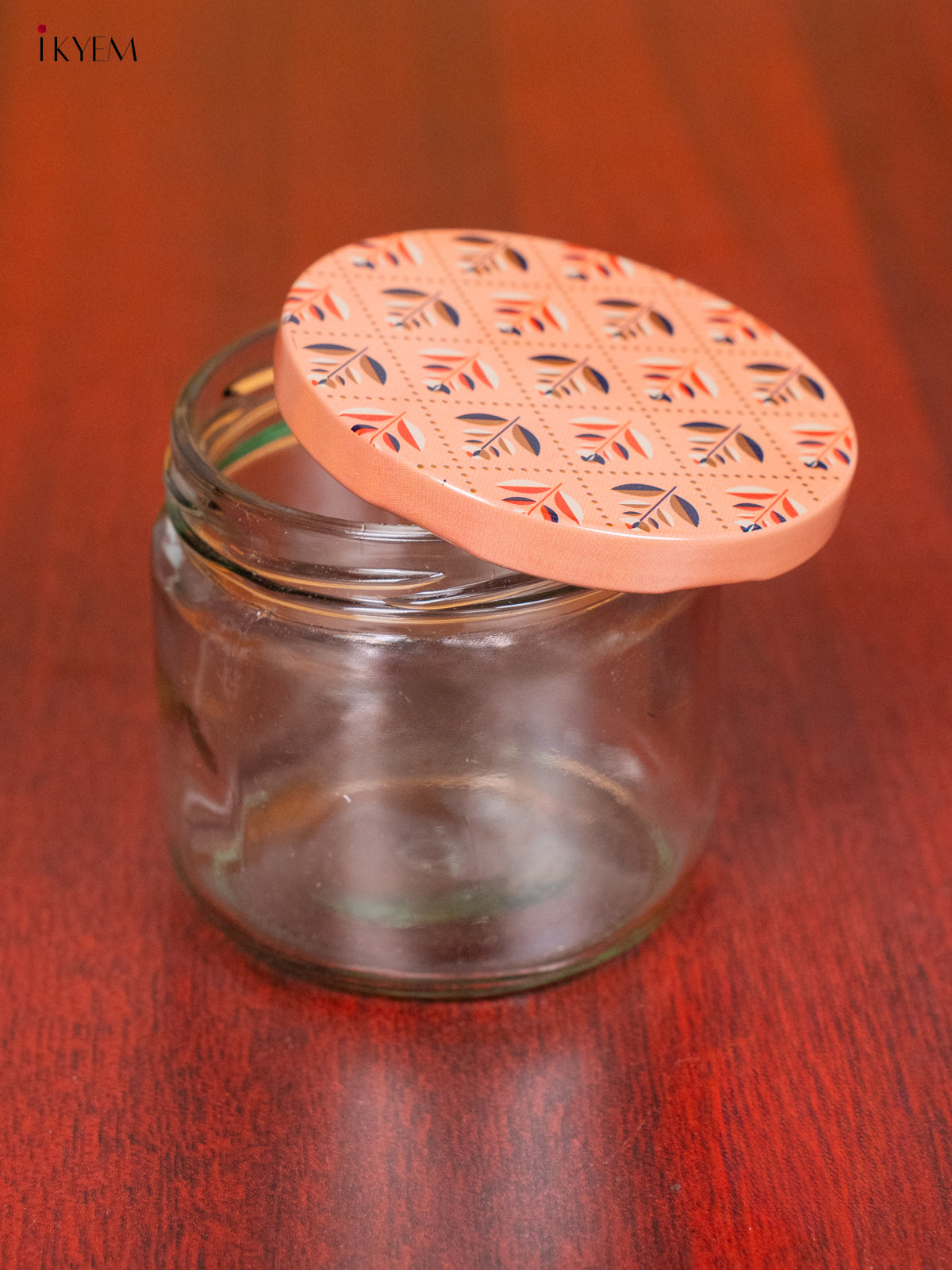 Elegant Glass Storage Jars With Chic Peach Digital Printed Lid 2
