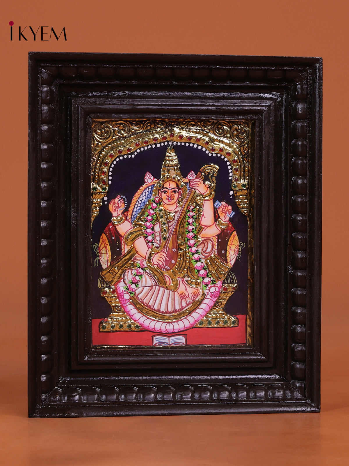 Elegant Goddess Saraswati Thanjavur Painting 1