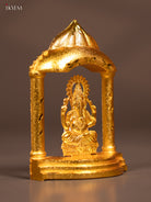 Elegant Gold Plated Lord Ganesha In Temple Frame 1