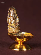 Elegant Gold Plated Shank Shaped Diya With Lord Ganesha Design
