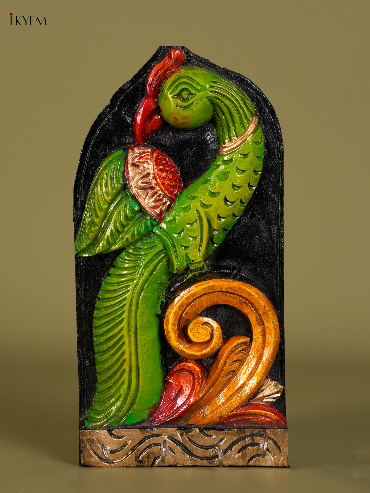 Elegant Hand Crafted Parrot Wooden Keychain Holder