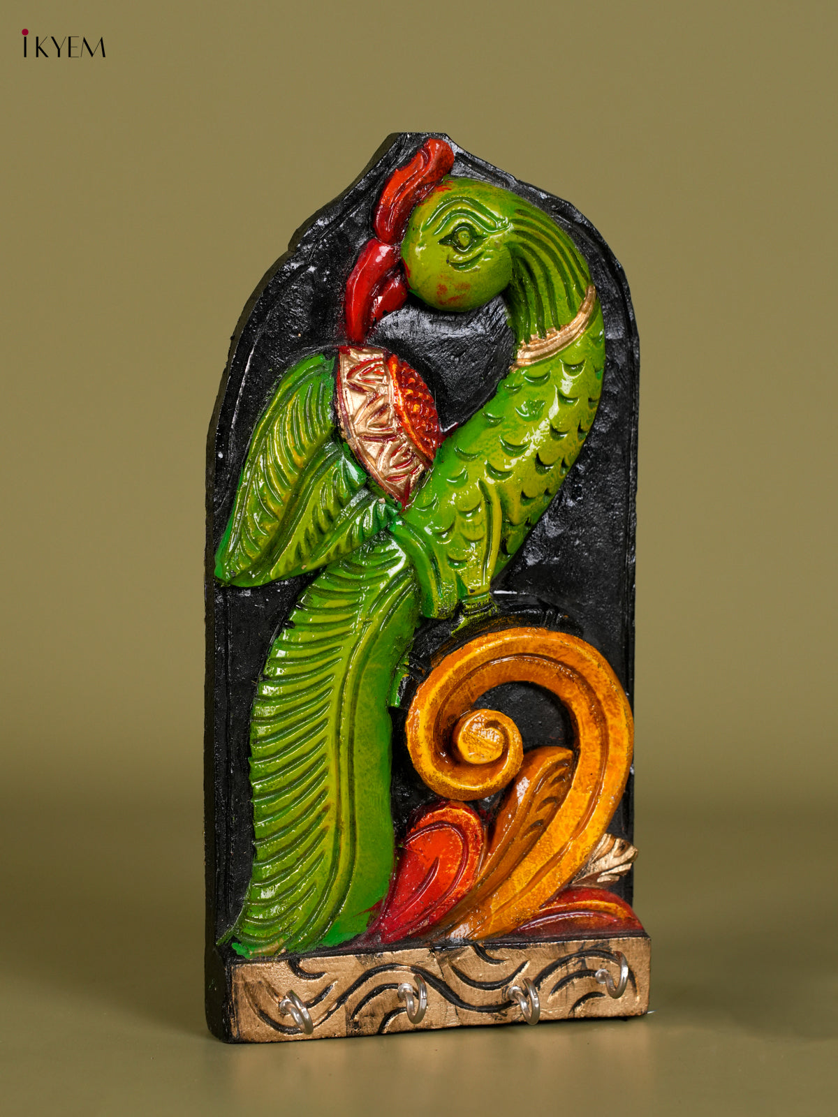 Elegant Hand Crafted Parrot Wooden Keychain Holder 1