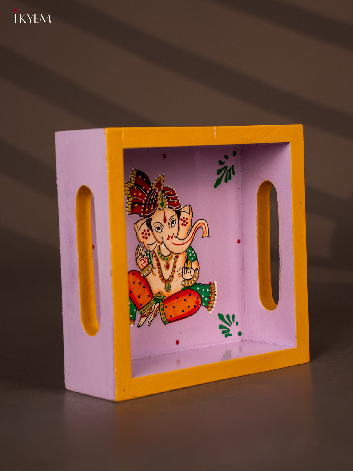 Elegant Hand Painted Lord Ganapathy Square Wooden Tray 