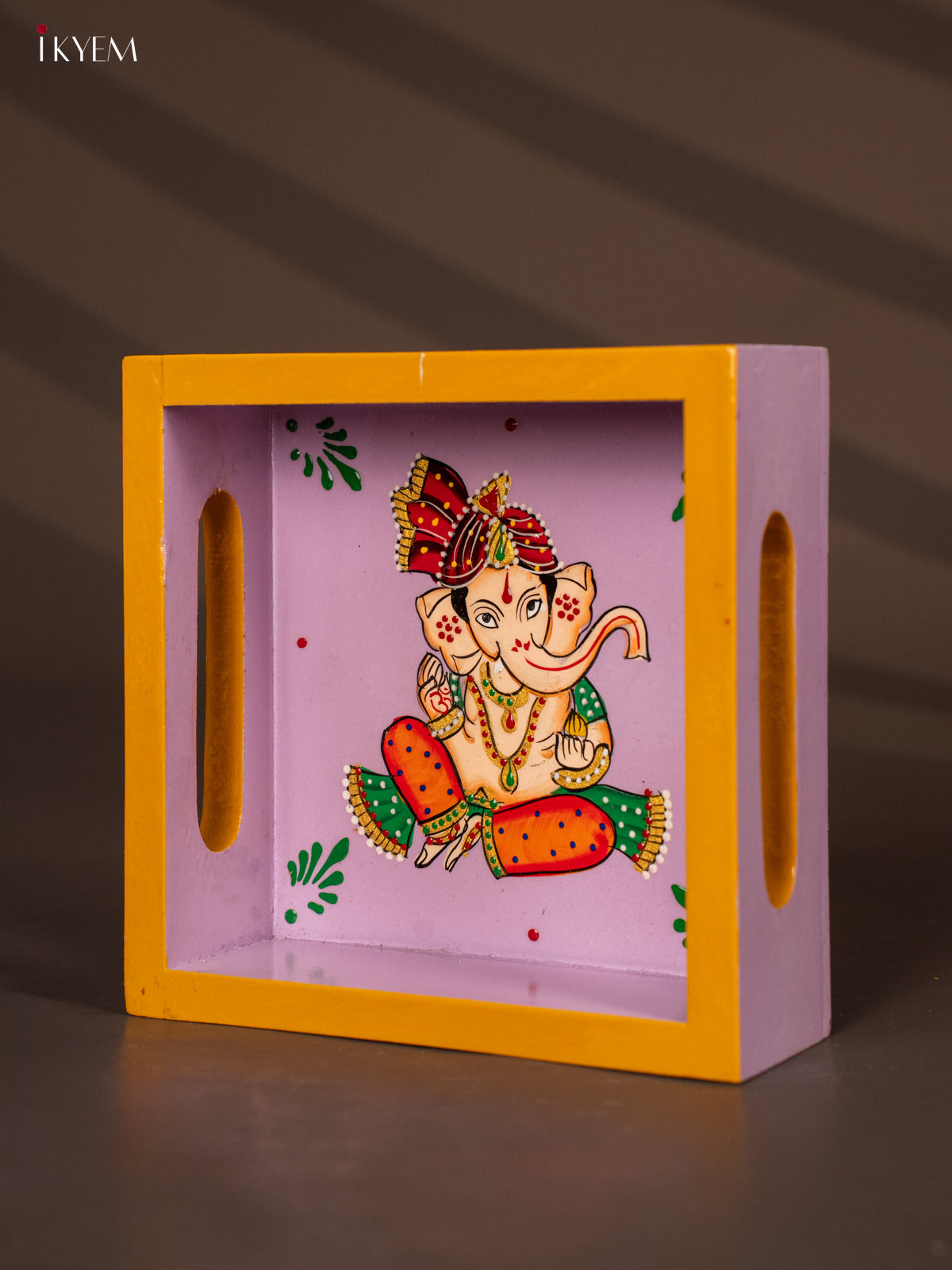 Elegant Hand Painted Lord Ganapathy Square Wooden Tray 2
