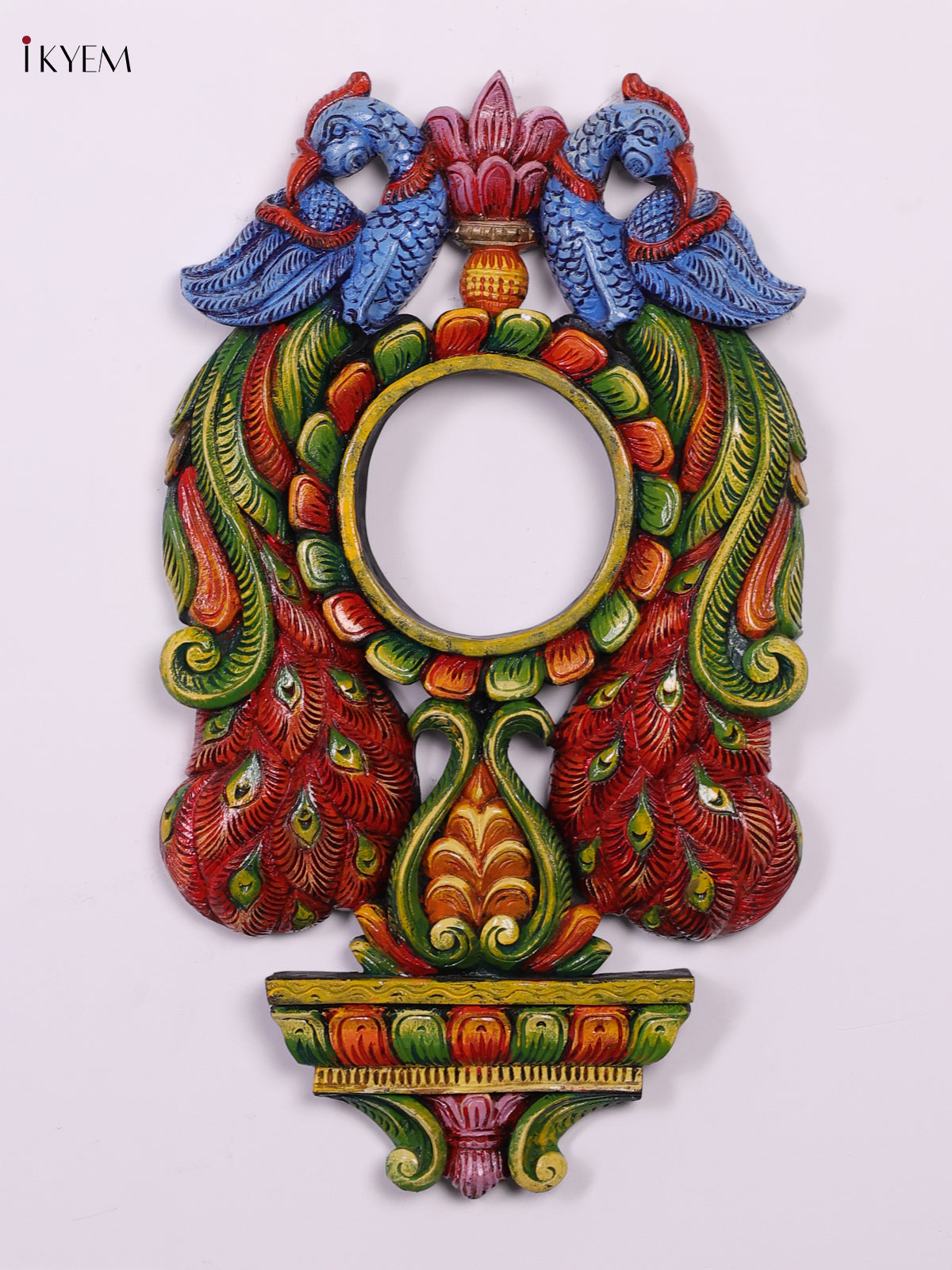 Elegant Hand Painted Peacock Wooden Mirror Panel