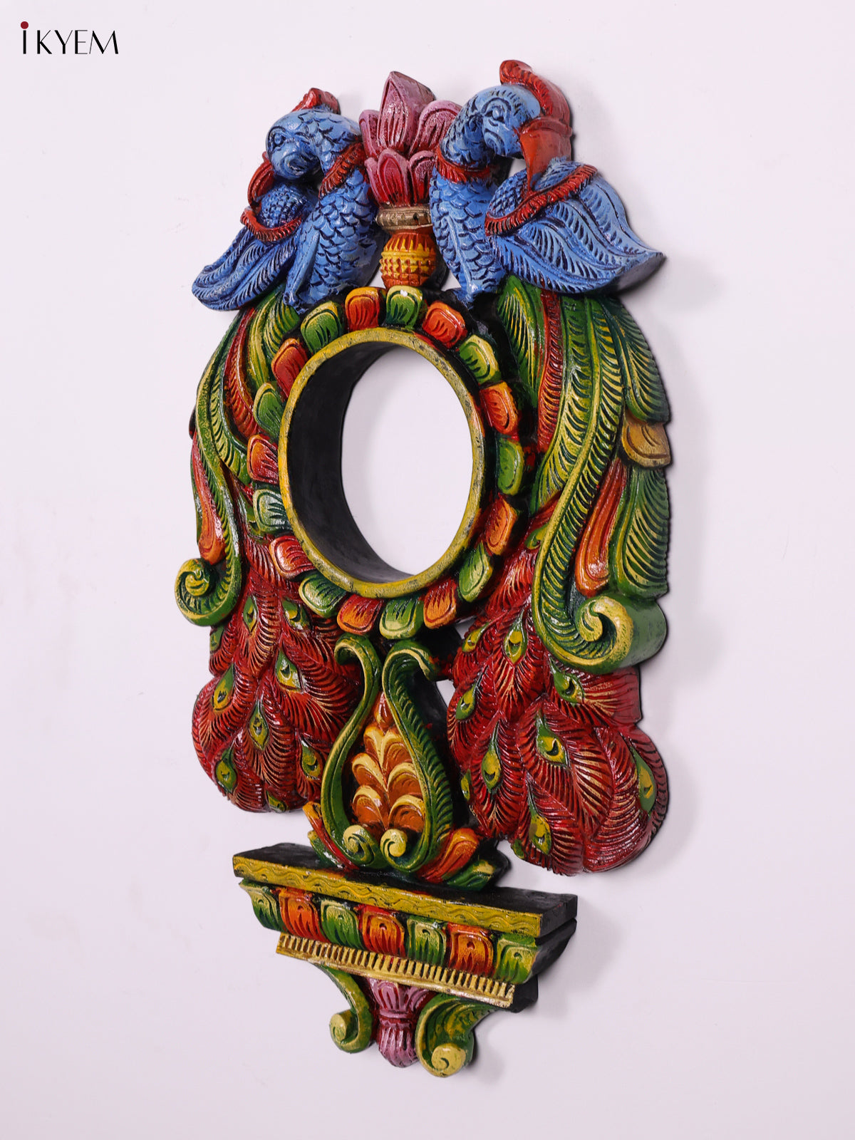 Elegant Hand Painted Peacock Wooden Mirror Panel 2