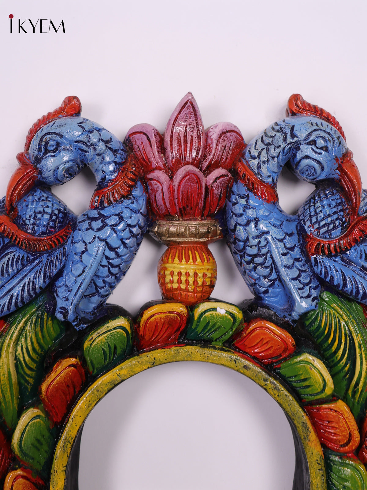 Elegant Hand Painted Peacock Wooden Mirror Panel 3