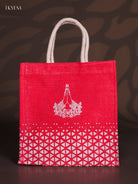 Elegant Namaste Printed Pink Jute Bag - 10 Inch 